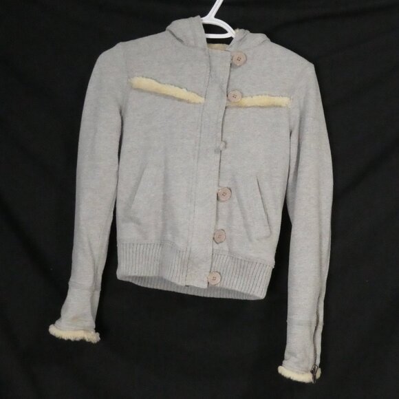 JUICY COUTURE | Pink Tag P | P2P 15 inches measured | Grey Hooded Zip-Up Jacket - Picture 1 of 16